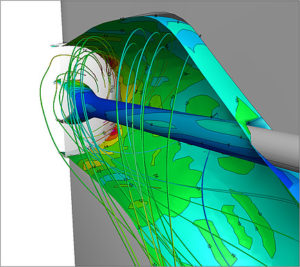 Hydro power plant outflow analysis with non-typical turbine construction. CFD simulation.