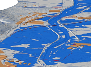 GIS visualisation of flooded area