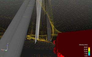 CFD simulation of extreme wind conditions and the effect on the traffic and bridge construction.